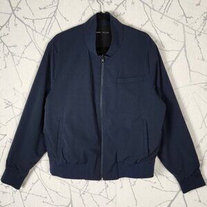 Perry Ellis Navy Stretch Knit Full Zip Reversible Bomber Jacket